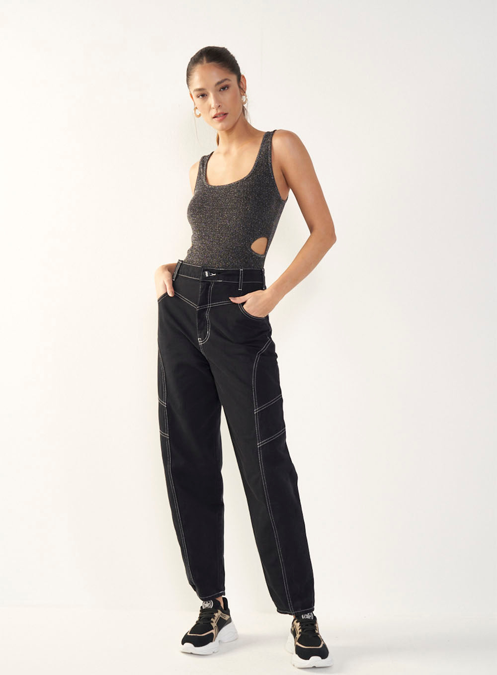 Colcci Sport Metallic Bodysuit with Sport Culture Cutouts
