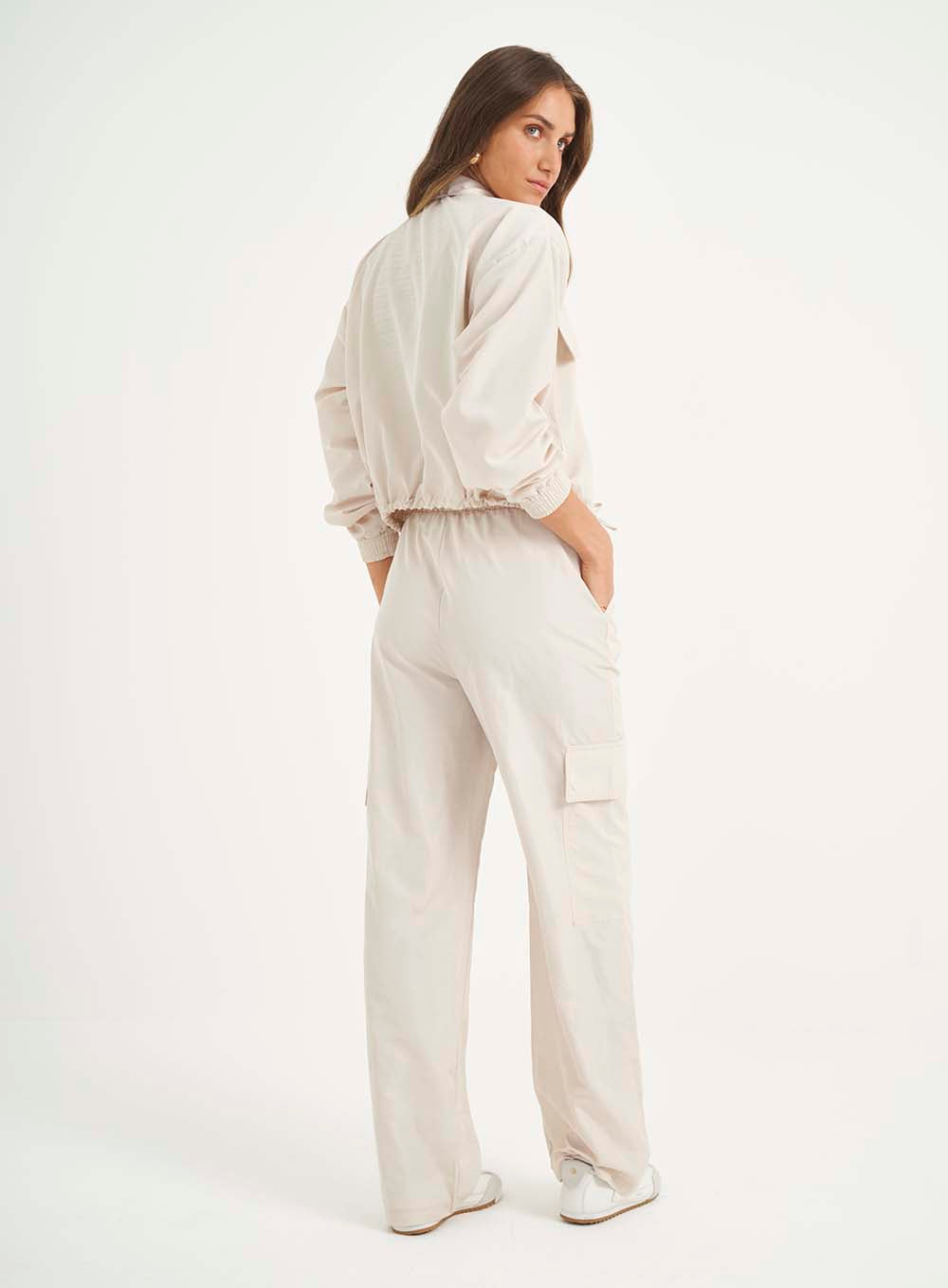 Conjunto Calça Jaqueta Feminina Nylon Loose